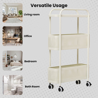 3 Tier Slim Metal Storage Trolley