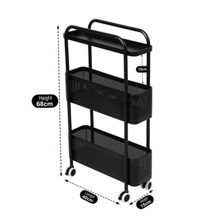 3 Tier Slim Metal Storage Trolley