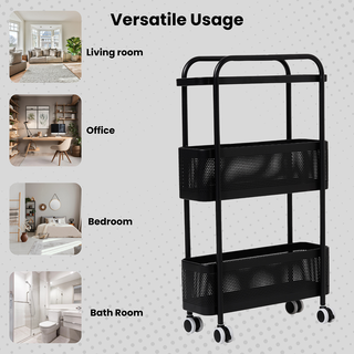 3 Tier Slim Metal Storage Trolley