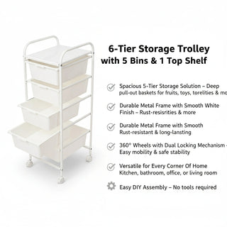 6-Tier Storage Trolley - White
