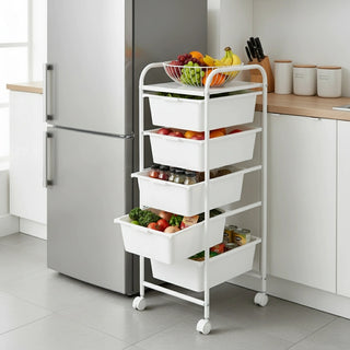 6-Tier Storage Trolley - White