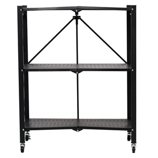 3 Tier Folding Metal Storage Trolley With Wheels