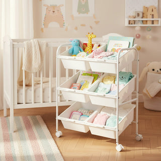 Plastic Organizer Storage Trolley White