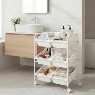 Plastic Organizer Storage Trolley White