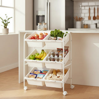 Plastic Organizer Storage Trolley White