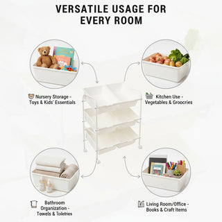 Plastic Organizer Storage Trolley White
