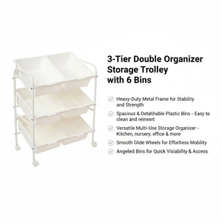 Plastic Organizer Storage Trolley White