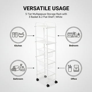 Multipurpose Metal Storage Rack Trolley