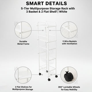 Multipurpose Metal Storage Rack Trolley