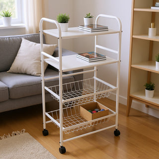 4-Tier Metal Storage Rack - White