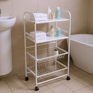 4-Tier Metal Storage Rack - White