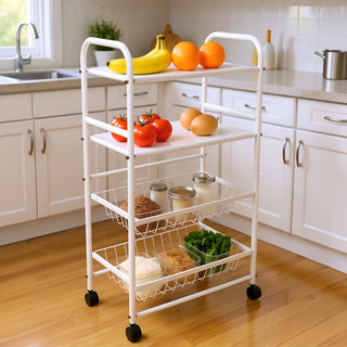 4-Tier Metal Storage Rack - White