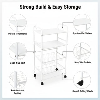 4-Tier Metal Storage Rack - White