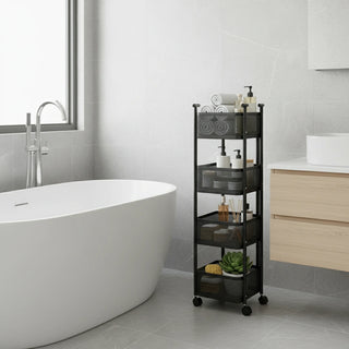 4-Tier Storage Trolley Organizer - Black