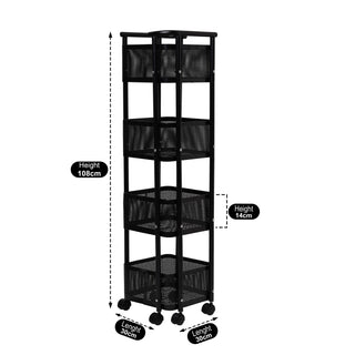 4-Tier Storage Trolley Organizer - Black