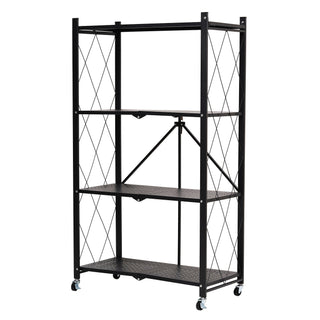 4-Tier Multipurpose Folding Metal Trolley - Black