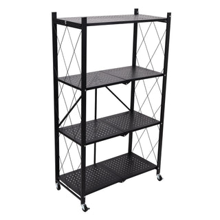 4-Tier Multipurpose Folding Metal Trolley - Black