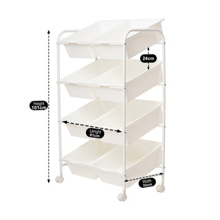 Plastic Organizer Storage Trolley White