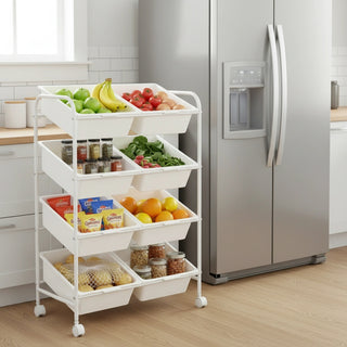 Plastic Organizer Storage Trolley White