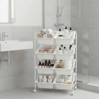 Plastic Organizer Storage Trolley White
