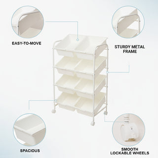 Plastic Organizer Storage Trolley White