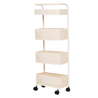4-Tier Slim Metal Storage Organizer Trolley - White