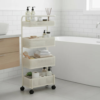 4-Tier Slim Metal Storage Organizer Trolley - White