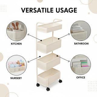 4-Tier Slim Metal Storage Organizer Trolley - White