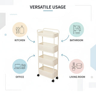 4-Tier Storage Trolley - White
