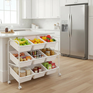 Plastic Organizer Storage Trolley White