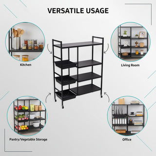 4-Tier Heavy-Duty Metal Storage Rack, Black