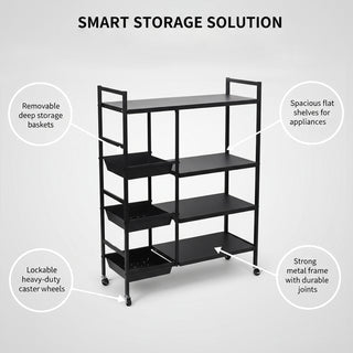 4-Tier Heavy-Duty Metal Storage Rack, Black