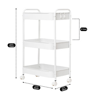 Multi-Functional Metal Rolling Storage Rack - White