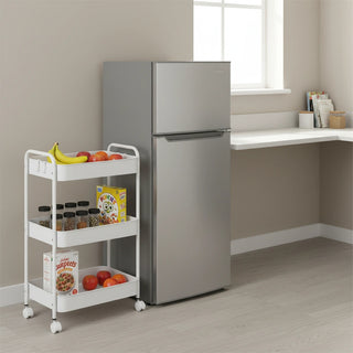 Multi-Functional Metal Rolling Storage Rack - White