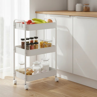 Multi-Functional Metal Rolling Storage Rack - White