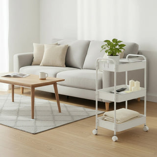 Multi-Functional Metal Rolling Storage Rack - White