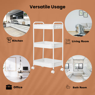 Multi-Functional Metal Rolling Storage Rack - White