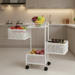 Square Design Metal Storage Organizer Trolley