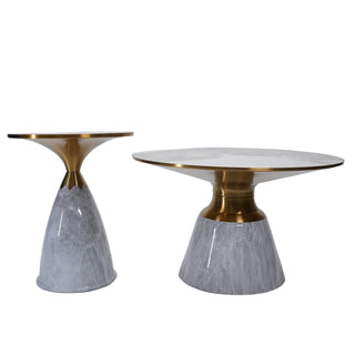 Maple Big Table With Marble Top And Metal Base - Grey