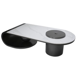 Reno Center Table With Marble Top And Iron + Metal Base