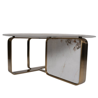 Dallas Center Table With Marble Top And Stainless Steel Base