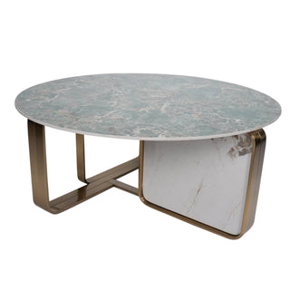 Dallas Center Table With Marble Top And Stainless Steel Base