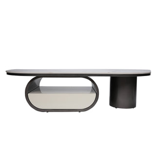 Norwhich Center Table With Marble Top And Iron + Metal Base - Black