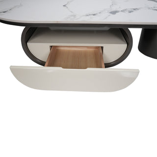 Norwhich Center Table With Marble Top And Iron + Metal Base - Black