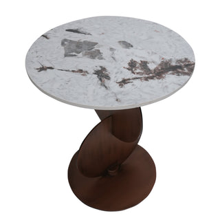 Trosa Side table With Marble Top And Iron + Metal Base
