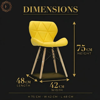 Diamond Leather Dining Chair - Yellow