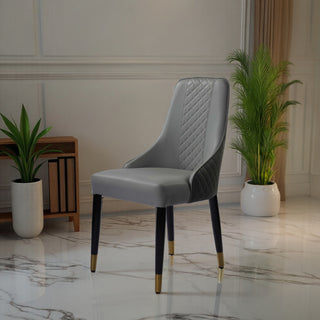 Elena Leather Dining chair with Gold Finish Metal Legs - Grey