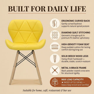 Diamond Leather Dining Chair - Yellow
