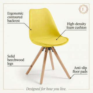Classic Dining Chair With Cushioned Seat - Yellow