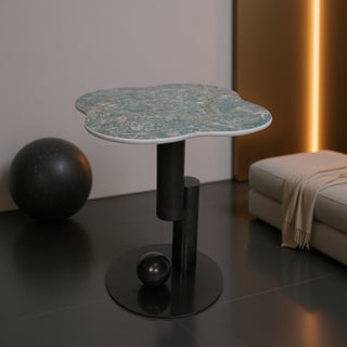 Frisco Side Table With Marble Top And Iron Base